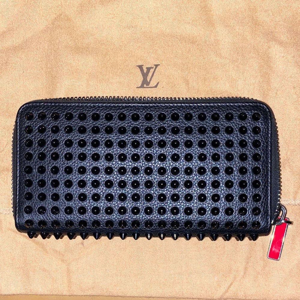 Christian Louboutin Black Panettone Wallet with Red Accent